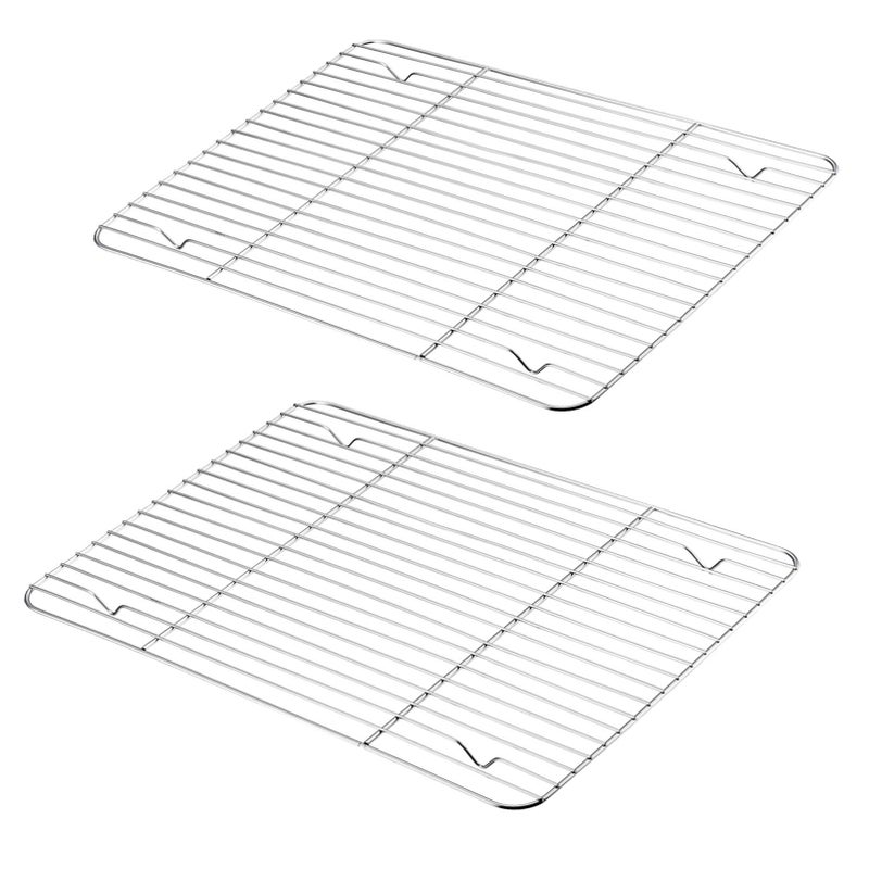 P&P CHEF Cooling Baking Rack Pack of 2, Stainless Steel Cooling Racks for Cooking Baking Roasting Grilling Drying, Dense Wires & Smooth Edge, Easy to clean, Silver, 15.3" x 11.25" - Image 1